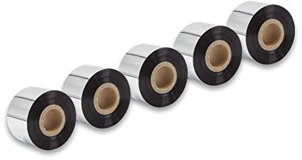 vhbw 5x Thermotransfer-Band kompatibel mit Godex RT730 Drucker Etikettendrucker, Wischfest, 40 mm x 300 m, Wachs-Plus Schwarz