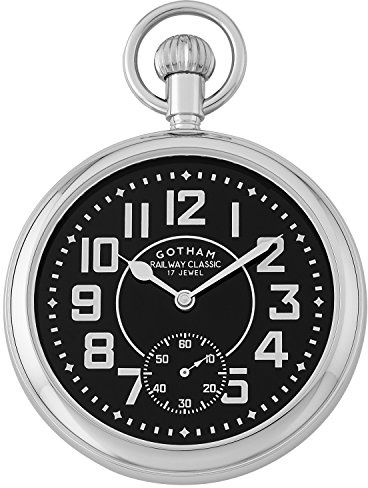 Gotham Herren Taschenuhr, silberfarben, mechanischer Handaufzug, GWC14102SB