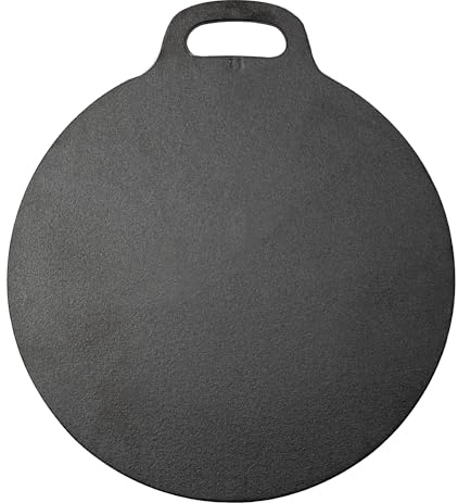 Victoria Grillplatte Gusseisen, Induktion Budare Dosa Pfanne 38cm für Pizza, Crepes, Feuer, Ofen, Glaskeramik, Gas, Tawa Vorgewürztem um eine Giftfreie Antihaftbeschichtung ohne PTFE zu Schaffen