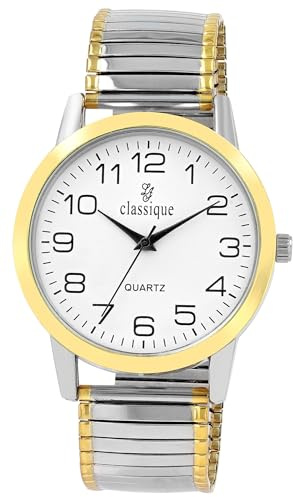 Classique Armbanduhr Herren Großes Ziffernblatt Silber | Seniorenuhr Herren mit Zugarmband Edelstahl | Herrenuhr analog günstig – ideal für Senioren & schlechte Augen