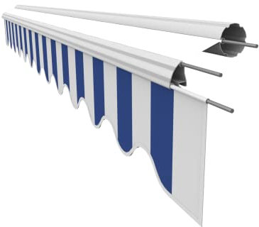 VANA Markisenstoff Volant für 3 m Markise Ersatzstoff Markisentuch Bespannung Sonnenschutz, nur Volant, fertig genäht, Maß 2,82 x 0,21 m, Design SPD022