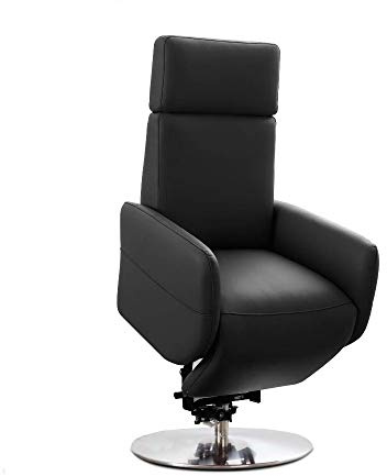 Cavadore TV-Sessel Cobra / Fernsehsessel mit 2 E-Motoren, Akku und Aufstehhilfe / Relaxfunktion, Liegefunktion / Ergonomie L / 71 x 112 x 82 / Echtleder Schwarz