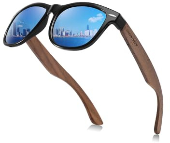 GREENTREEN Lunettes de Soleil Homme Femmes Bois:Polarisées pour Conduite | Protection UV400 et Anti-éblouissement pour Randonnée Plage Pêche et Voyage; Léger; Charnières à ressort flexibles;Unisexe