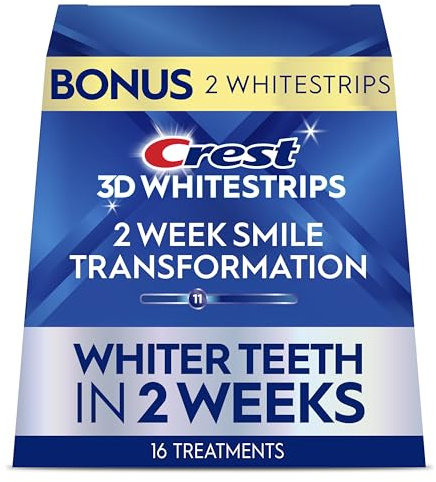 Crest 3D Whitestrips Glamorous White, 3D White, Teeth Whitening Strip Kit, 32 Strips (16 Count Pack) - Crest Teeth Whitening Strips, Teeth Whitening Kit - Packaging May Vary