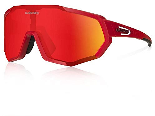 Queshark Sportbrillen Fahrrad Brillen Damen Herren Polarisierte UV400 Schutz mit 3 Wechselgläser Radbrillen für Outdoor-Sport Radfahren Motorradfahren Laufen Angeln Golf