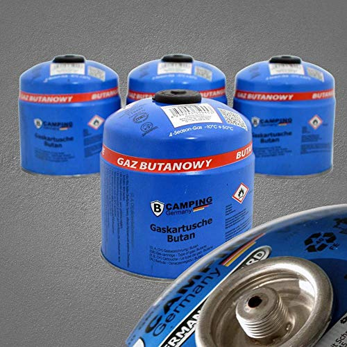 4X XXL 500g Butan Gaskartuschen mit Schraubventil | Ventilkartusche mit Schraubverschluss | Schraubgaskartusche für Lötbrenner, Campingkocher, Gasgrill, Gaskocher