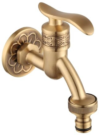 Rubinetto da parete retrò in ottone per lavatrice, spazzolone per piscina, giardino.