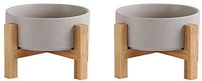 Ciotole per Gatti Ciotola Gatto - Ciotola Cane con Supporto - Ciotole per Gatti Rialzate Antivomito in Ceramica Set di 2 per Cibo Acqua - Perfetta per Gatti Cani Piccoli e Animali