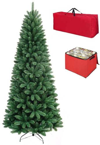 Totò Piccinni Albero di Natale Artificiale NOEL, Folto, Effetto Realistico, Rami a Gancio, Facile Montaggio, PVC, Ignifugo con Borsone (210 cm, Slim Verde)