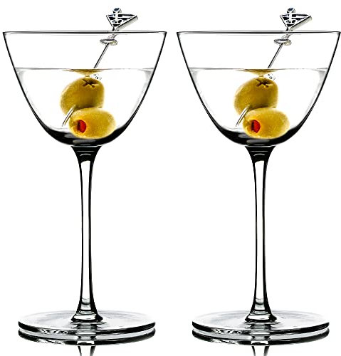 Greenline Goods Martini Glasses - 6.8 oz Modern Kitchen Glassware Set - Stemmed Drinkware For Margaritas, Vodka, Gin, Weddings or Bar