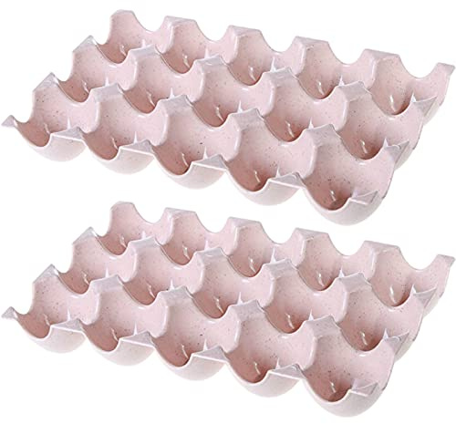 GZWY 2 hueveras para huevos, para cocina, armario, frigorífico, capacidad para 15 huevos, ranura profunda, antideslizante, color rosa