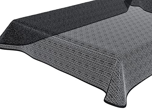 BEAUTEX Tokio Weichschaum Tischdecke mit Paspelband, Garten, Balkon, Terrasse, Camping - Größe und Farbe wählbar - Eckig 110x140 cm, Schwarz