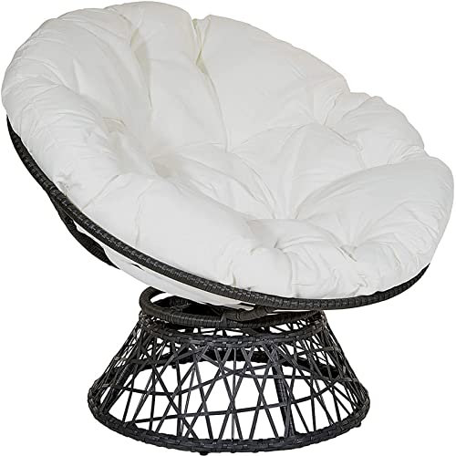 TOULIVER Papasansessel Kissen Rund Polster, Bodenkissen für Schwenksessel, Ersatzpolster für Rattan Papasansessel, Wasserdicht rutschfest Hängesessel Kissen für Indoor Outdoor,Weiß,41inch