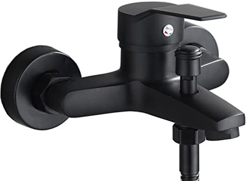 FQYEP Shower Faucet Handles,Single Lever Bath Mixer Tap,Matt Black,Wall Mounted Bath Mixer Tap,Shower Mixer Tap Set for Bath,Brass,Faucet for Bathtub