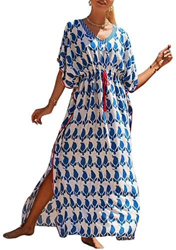 Eddoyee Loose Beach Kaftan Dresses for Women Caftan Swimsuit Cover Up