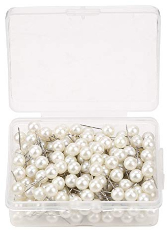 Dioche Map Push Pins, 200 Stück runde Kunststoff-Reißzwecken, Reißzwecken, dekoratives Heimwerkerwerkzeug (weiß)