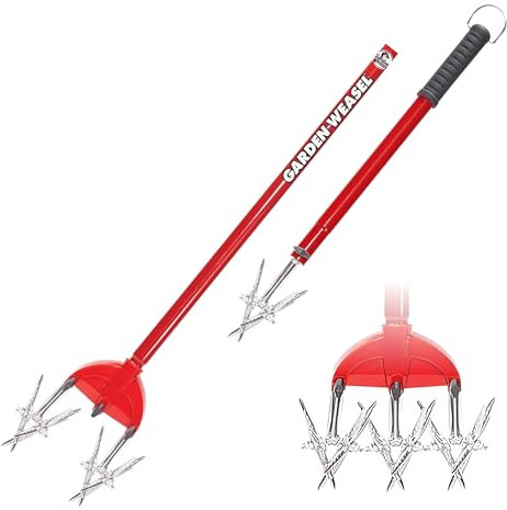 Garden Weasel Rotary Cultivator & Hand Tiller - 2-in-1 | Aerate, Weed, Cultivate, Plant, Reseed | Lawn Reseeding Garden Tool, Garden Soil Loosener | 91206