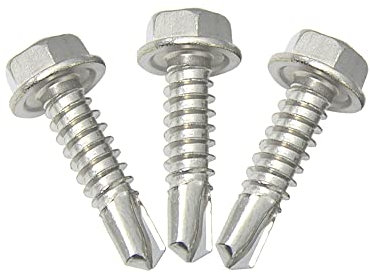 121 Stück M4,2 x 16 mm 410 Edelstahl Selbstbohrende Sechskantschrauben, Selbstschneidende Schrauben für Metall, Holz, Möbel, Elektrogeräte, elektronische Produkte