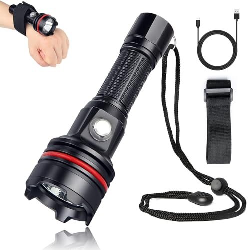 LetonPower 14S Lampe de Plongée 2000 Lumens - 6 Modes, Super Lumineuse, Rechargeable USB-C, Étanche IP68 (100m) pour Plongée Sous-Marine, de Nuit et Snorkeling