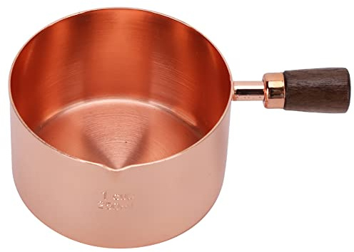 Mini Casseruola, Scaldaburro in Acciaio Inossidabile Oro Rosa con Beccuccio e Manico in Legno per Utensili da Cucina Domestici(250 ml)