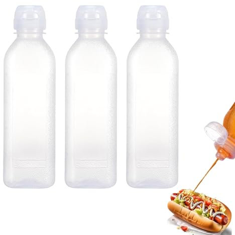 ChAusa 3 Pezzi Bottiglia Spremere, 300ml Oliera Plastica, Spremere il Flacone Erogatore di Condimenti, Flacone di Condimento, Erogatori per Condimenti per Ketchup, Salsa Piccante, Olio D'oliva