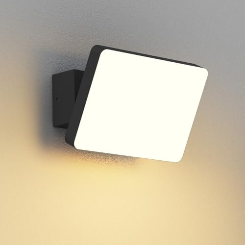 K-Bright 24W wandleuchte aussen aus Aluminium Schwarz | led Strahler 3000K warmes Licht, außenlampe Wasserdicht IP65 Wandlampen Korridor Außenbalkon Garage Garten