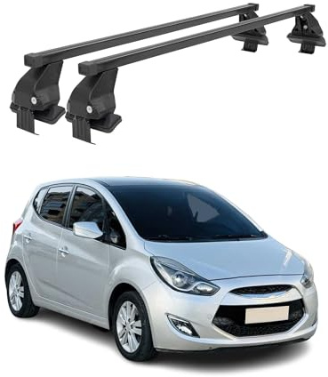 OMAC Menabo Dachträger für Hyundai ix20 2010-2019 Stahl Schwarz | DIN 75302:2019 & ISO/PAS 11154:2006 geprüft, Abschließbar, City-Crash-getestet, bis 50 kg Traglast, Querträger, Gepäckträger