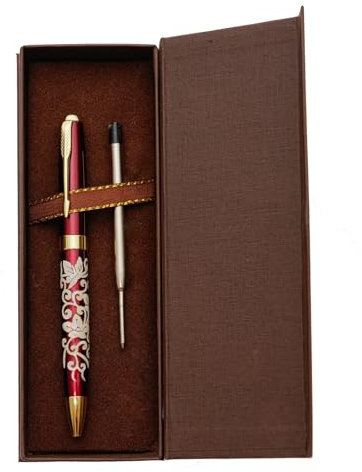 February Mountain Perlmutt-Kugelschreiber, einziehbarer Kugelschreiber, für Geschenk, Business, Büro, 1,0 mm mittlere Spitze, schwarze Tinte, Extras austauschbare Metallminen