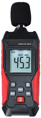 Medidor de decibelios Lector de nivel de sonido portátil SPL medidor de 30 a 130 dB máx/min alarma de retención de datos con retroiluminación pantalla LCD A/C ponderado medidor de decibelios de ruido