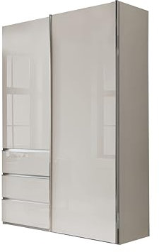 WIEMANN Schwebetürenschrank Kleiderschrank Schlafzimmerschrank 165cm breit, mit Schubladen, Glas Champagner, Höhe 236cm, Malibu