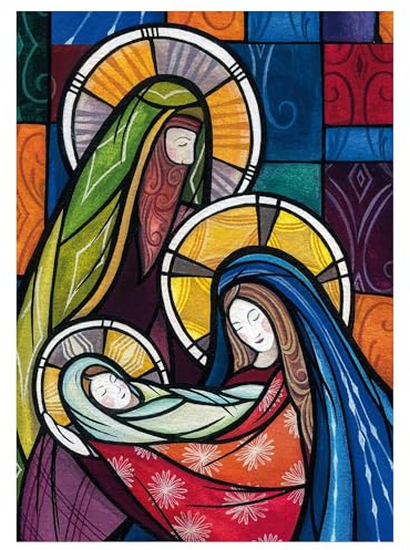 Christliche Weihnachtskarten mit Umschlag Set, Heilige Familie, A6 | Christian Christmas Cards; 10 Stück, kleines Format, Klappkarten; christlich-religiöses Motiv mit Bibelvers