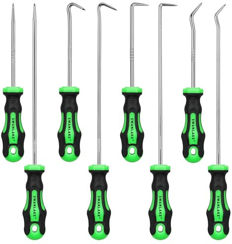 8-Piece Mini Hook and Pick Set, 4PCS 8.6'' & 4PCS 5.7'' Precision Automotive Picks Tools Set for Car Auto Oil Seal, Mechanic Lock Picking Kit, Puller Remover Tools