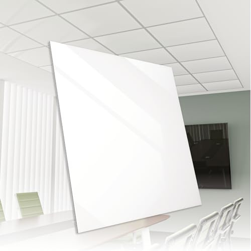 HEXIM Rasterdeckenplatte 62x62cm (100 Platten) Kunststoff Deckenplatte weiß glanz schwer entflammbar DIN 4102-1 Decke Deckenverkleidung PVC Feuchtraum