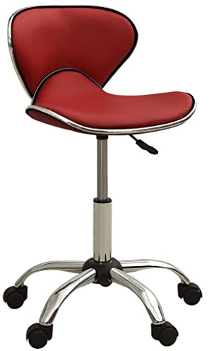 vidaXL Friseur Rollhocker Weinrot Kunstleder