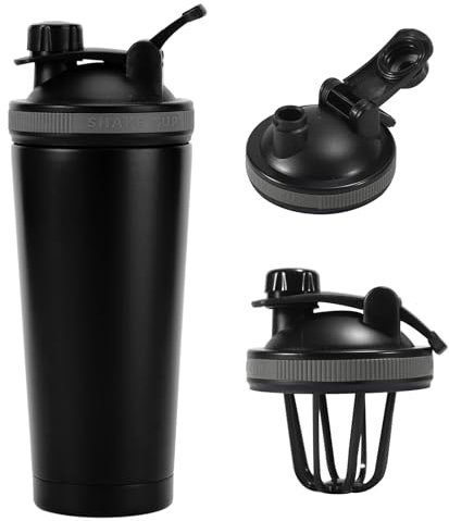 EACHPT Shaker Proteine,750ml Shaker à Protéines en acier Inoxydable,avec écran passoire,Shaker à Protéines à Double paroi isolé sous vide|Sans BPA et étanche|pour Boissons Protéinées et Sportives
