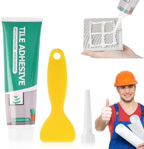 220g Fliesenkleber Stark,Keramikkleber Extra Stark,Fliesenkleber Bad,Fliesenkleber Außen Frostsicher, Fliesenreparaturset,Fliesenkleber für Fliesen auf Wand,Außenbereich,Boden im Lnnen