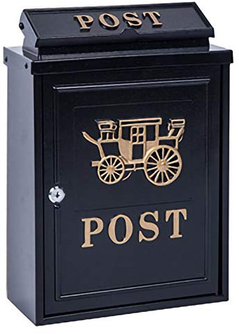 Wall-Mount Mailbox Wall Mount Mailboxes,mailbox Wall-Mount Letterboxes Lockable Outdoor Vertical Mailbox Rust-Proof Galvanized Steel Mail Drop Box Large Capacity Retro Postbox for House Office, Golden