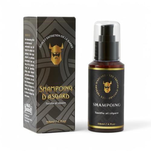 MAX BARBER - Shampoing Barbe d'Asgard - Hydratation et Nettoyage Quotidien - Formule Naturelle et Efficacité Clinique - 118 ml
