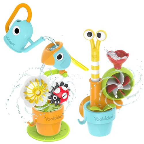 Yookidoo Pop Up trädgård badleksak – Pour N Grow bad kul bunt – fantasifullt pedagogiskt spel med blomma och snigel för barn och småbarn från 18 år, inga batterier krävs