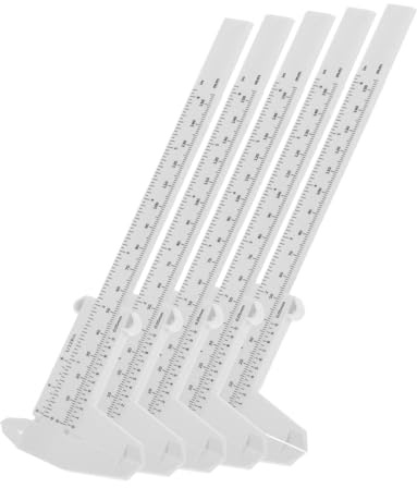 SHINEOFI Calibradores Vernier de Plástico Blancos 5 Piezas Escala Vernier Precisión para Estudiantes Herramientas de Medición para Laboratorio y Mejoras del Hogar