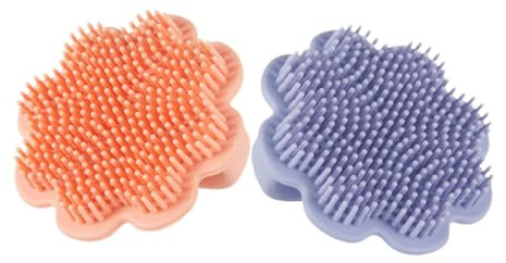 LIOOBO 2pcs Soft Silicone Brush Lion Pattern Shampoo and Scalp Scrubber for Newborns Gentle Cradle Cap Comb for Boy Girl Fun Bath Exfoliator