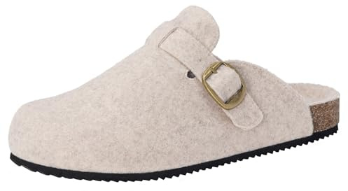 Dokela Mules et Sabots Femmes Hommes Feutre Pantoufles Hiver Chaussons Confortable Antidérapants Chauds Ajustables Fourrure Chaussures de Jardin Intérieur extérieur