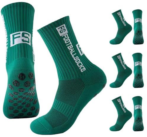 FANSEZQ 3 Pares De Calcetines De Fútbol, Calcetines Deportivos 39 – 46, Antideslizantes Para Hombre y Mujer, Agarre Antideslizante (Verde)