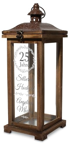 True Statements Personalisierte Holz-Laterne Hochzeit Silberhochzeit Geschenk mit Namen