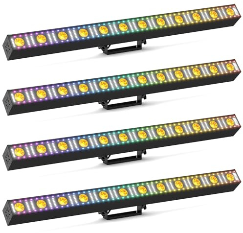 180W Barre Lumineuse LED Wallwasher Lumière de Fête, 12 LED RGB Beam Stroboscope Lumière Chaude DMX512 Wall Washer Éclairage de Scène Effets pour Noël SHOW discothèque Mariage 4PCS