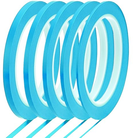 BENECREAT 5 rouleau de Ruban Adhésif à Lignes Fines 5 styles Ruban de Masquage Fin en PVC Haute Température Peinture Automobile pour Courbes Cyan 2 3 4 5 6mm