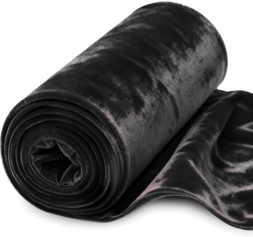 Pannesamt Stoff 2m x 155cm zum Nähen KEINE Meterware glänzender Stretch Samt für Vorhänge, Bühnenkostüme, Abendgarderobe, Einrichtungsgegenstände, Tischdecken und Dekostoffe (Schwarz)