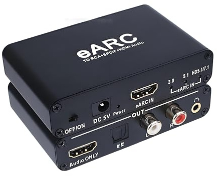 Estrattore audio HDMI Earc/Arc, convertitore adattatore da HDMI a audio ottico, da arco a ottico, convertitore audio da 3,5 mm per TV, soundbar, cuffie, jack da 3,5 mm