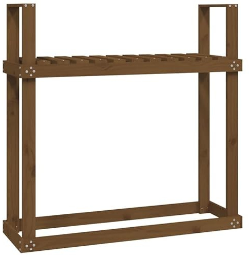 Eleganz Scaffale per legna da ardere in legno di pino massiccio, 110 x 35 x 108,5 cm, stabile scaffale per legna da ardere per camini, effetto legno naturale, salvaspazio e durevole
