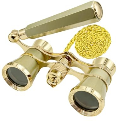 Aethrix 3X25 Opera Glasses for Women Binoculars with Adjustable Handle & Chain, Portable Vintage Theater Glasses Compact Binoculars for Adults in Music Concerts Opera Horse Sports Cinema